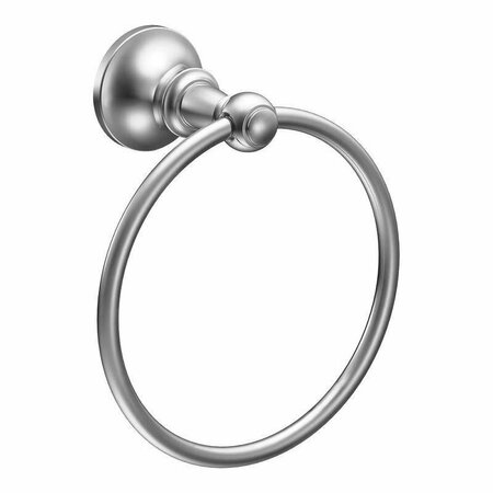 C S I DONNER Moen Vale Series Towel Ring, 6.37 In Dia Ring, 22 Lb, Aluminum/Zinc, Chrome, Screw Mounting DN4486CH